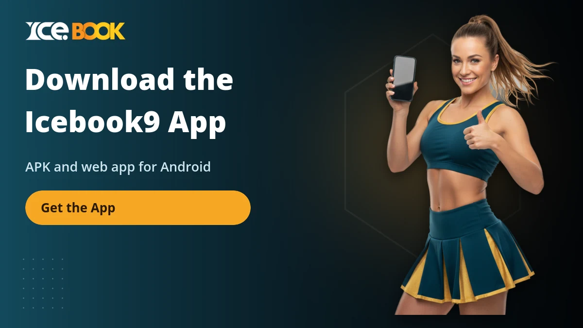 Cheerleader with phone and thumbs up for the Icebook9 app download