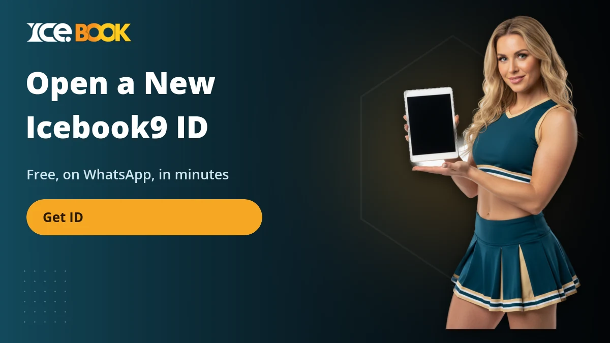 Cheerleader presenting a tablet to open a new Icebook9 ID